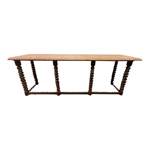 Baroque, Barley Twist Console Table, Tortoise, Marble, Bronze, 19th Century For Sale