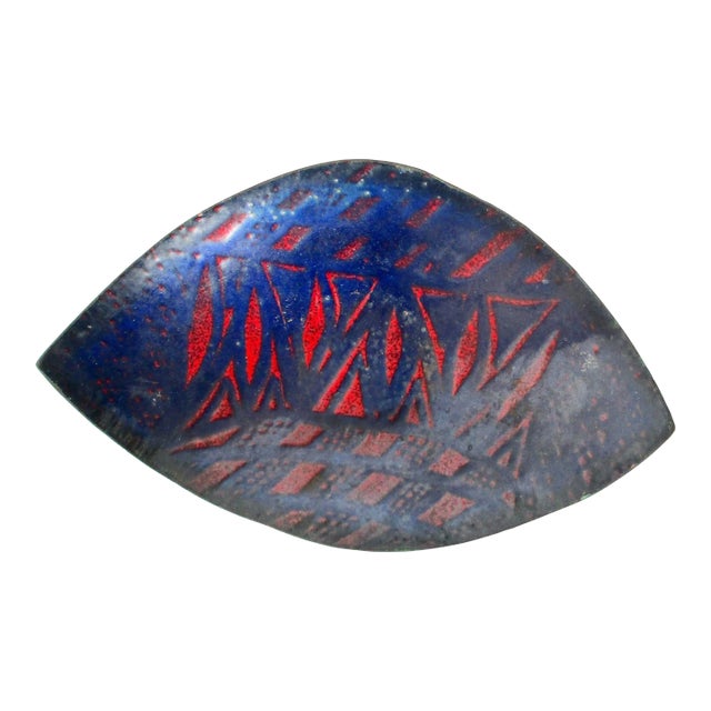 Marquise Shape Enamel Tray Circa 1960s For Sale