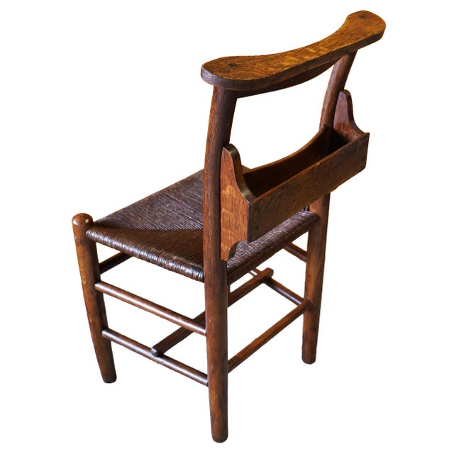1940s Vintage Chapel Chairs With Original Hymnal Racks – Set of 3, Solid Wood, Rush Seat For Sale - Image 5 of 16
