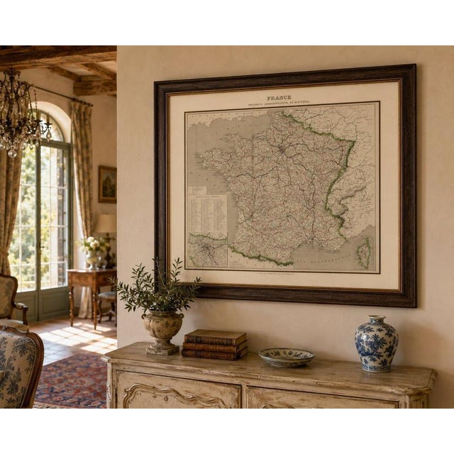 Antique Map of France Road Map by Alexandre Vuillemin, 1850 For Sale - Image 12 of 13