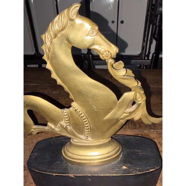 Wood Mid Century Solid Brass Venetian Sea Horses - Oar Lock for Gondolas, Decorative Objects For Sale - Image 7 of 9
