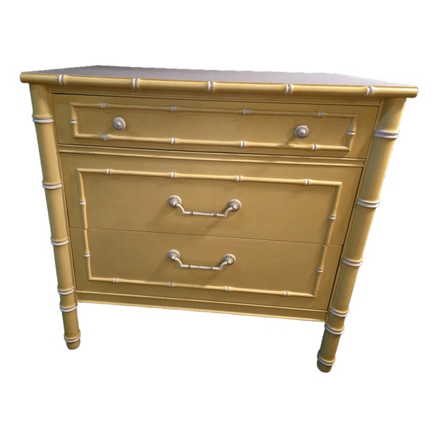 1970s Thomasville Allegro Yellow Faux Bamboo Dresser, Attributed For Sale