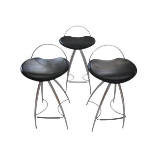 Cattelan Italian Leather Counter Stools- Set of 3 For Sale
