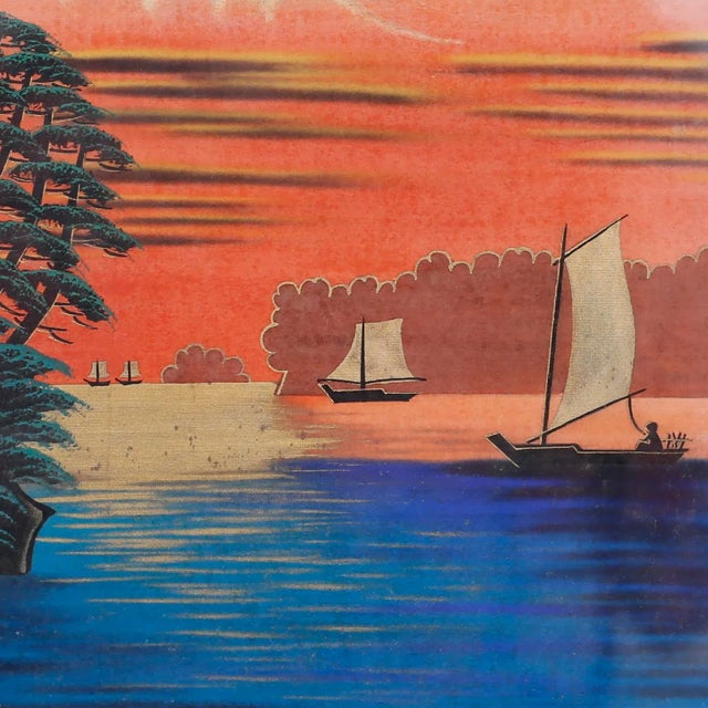 Three Japanese Paintings of Mount Fuji Chairish