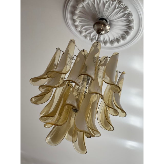 Honey-Colored Murano Glass Chandelier For Sale - Image 4 of 6