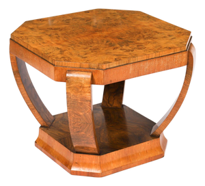 Antique Art Deco Burr Walnut Coffee Table, 1920s