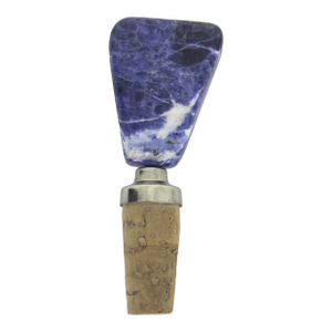 Vintage Bottle Stopper Sodalite Blue Wine Cork Semiprecious Stone
