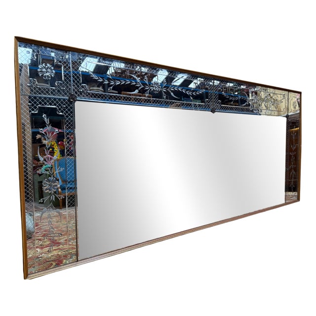 Venetian Art Nouveau Style Bistro Mirror, 1960s For Sale