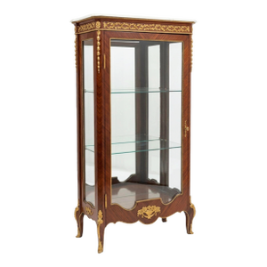 1960s Vitrine Louis XV Style Display Cabinet With Gilded Bronze