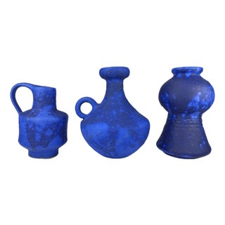 Mid-Century Modern Cobalt Blue Vases by Hartwig Heyne for WGP Studiokeramik, 1960s, Set of 3 For Sale