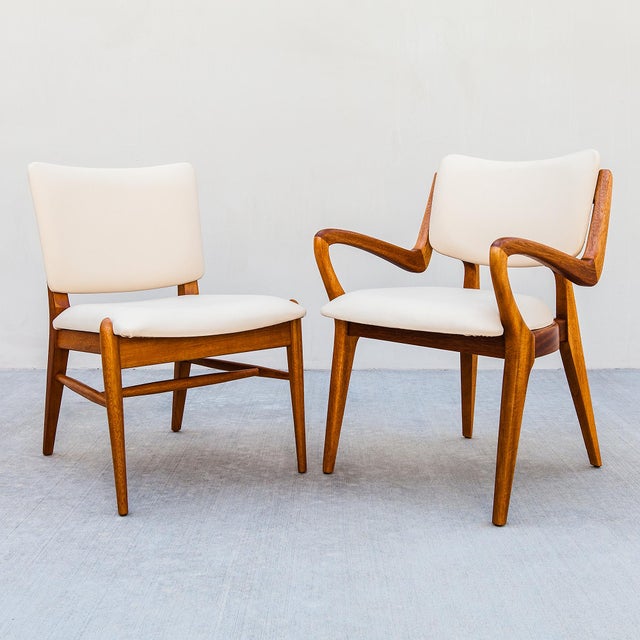 Restored 1950s Brown Saltman Solid Mahogany Dining Chairs in Edelman Leather For Sale - Image 13 of 18