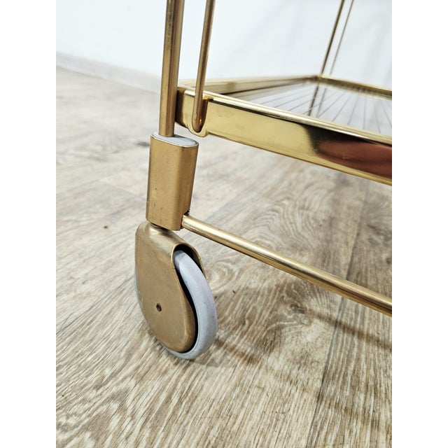 Mid-Century Modern Folding Bar Cart in Brass and Ribbed Acrylic Glass, 1960s For Sale - Image 13 of 18