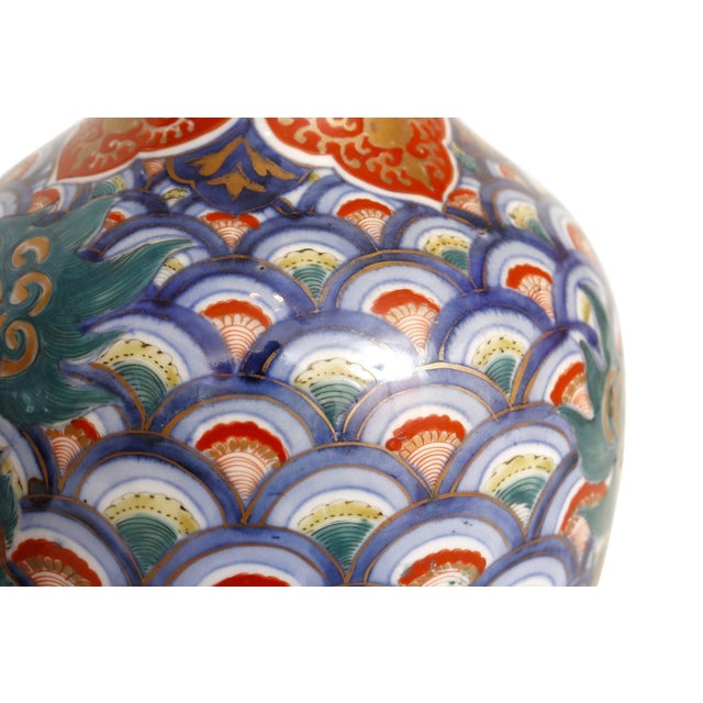 Mid 20th Century Hand Painted Komainu Ceramic Table Lamps - a Pair For Sale - Image 4 of 7