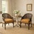 Mid 20th Century Mid 20th Century Faux Bamboo and Cane Barrel Chairs With Blockprint Style Upholstery - Set of 4 For Sale - Image 5 of 12