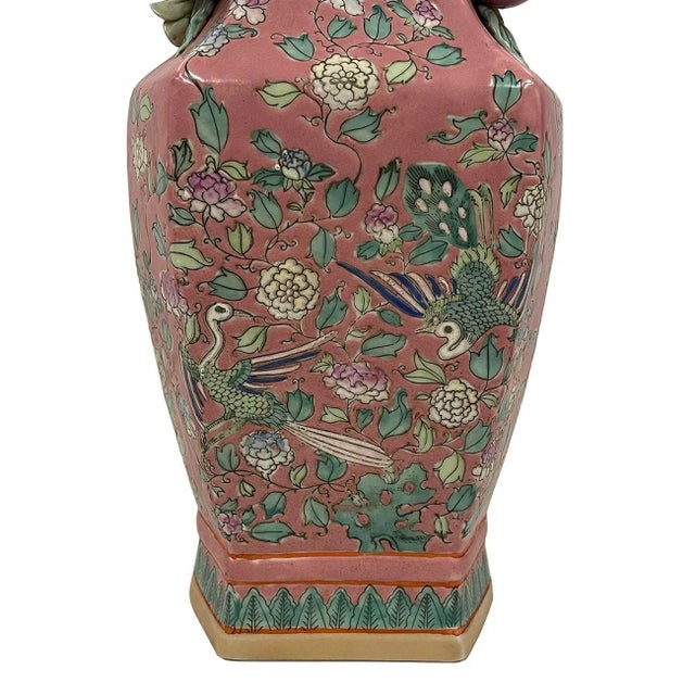 Chinese 19th Century Antique Chinese Famille Rose Vase With Mark For Sale - Image 3 of 13
