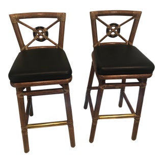 1980s Vintage McGuire Bamboo Counter Stools - a Pair For Sale