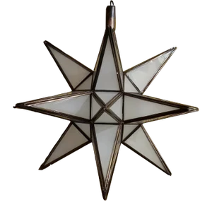 Large Handmade Frosty White Moroccan Star Lantern / Moravian Star