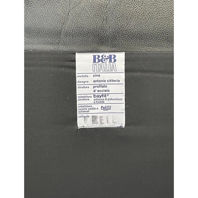 Contemporary B&b Italia Antonio Citterio for Cina Two Seat Black Leather Sofa For Sale - Image 3 of 10