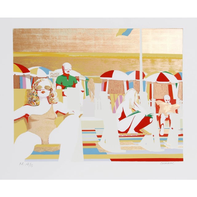 Scene De Plage, Brandon Screenprint, Signed and Numbered in Pencil For Sale - Image 4 of 4