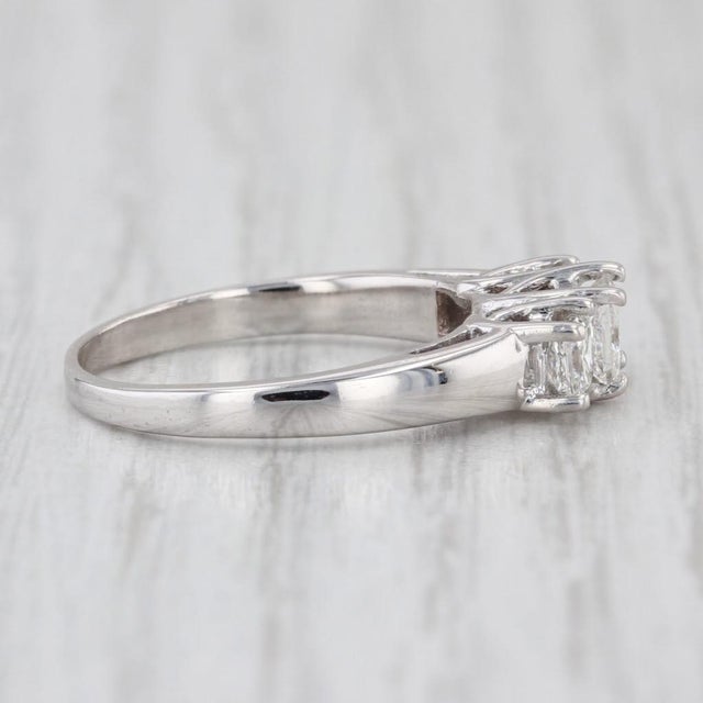 0.87ctw Princess Diamond 3-Stone Engagement Ring 14k White Gold Size 6.5 For Sale - Image 4 of 8