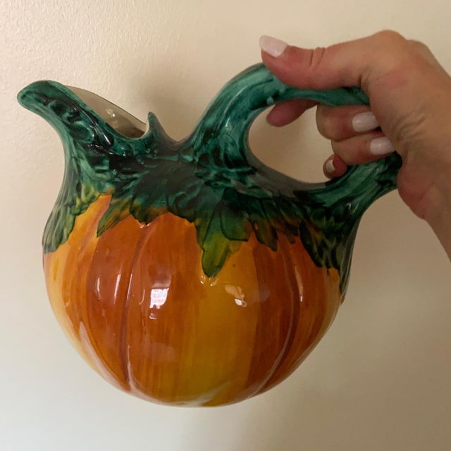 Majolica Ceramic Glazed Melon Pitcher, 1960s For Sale - Image 6 of 9