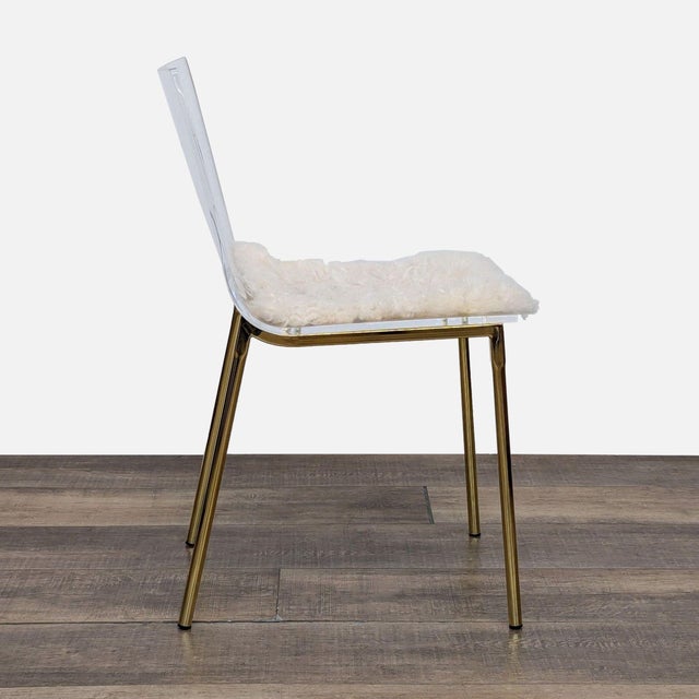 2010s Cb2 Chiaro Dining Chair With Icelandic Sheepskin Chair Pad For Sale - Image 5 of 7