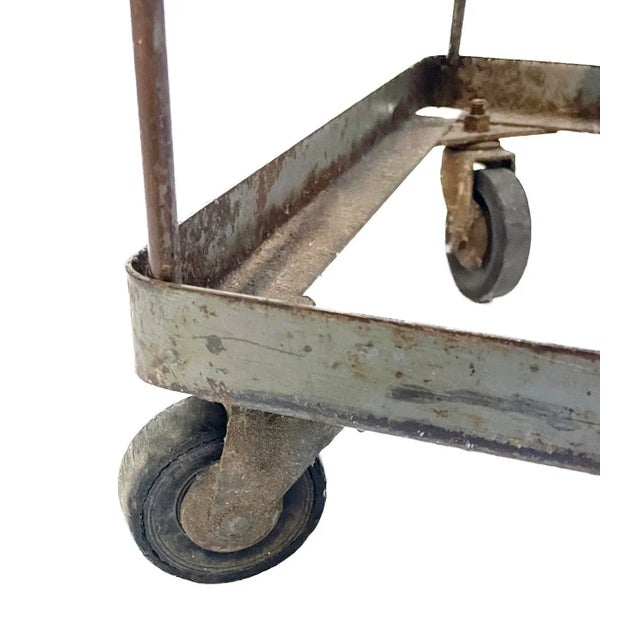 Metal Vintage Industrial Steel Table on Casters For Sale - Image 7 of 8