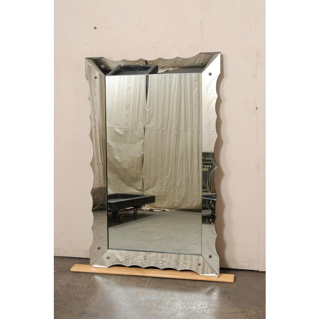 Italian Mid 20th Century Italian Mirror with Scalloped Mirror Surround For Sale - Image 3 of 12