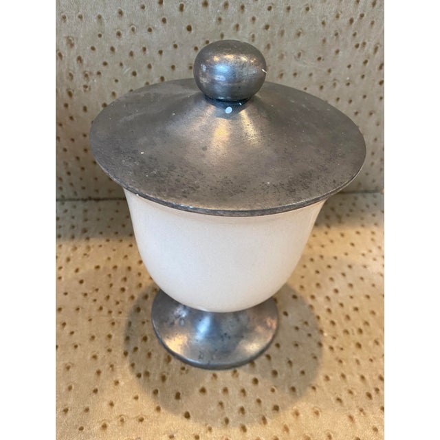 Metal Vintage Labrazel Ceramic and Pewter Jar With Cover, Made in Italy For Sale - Image 7 of 9