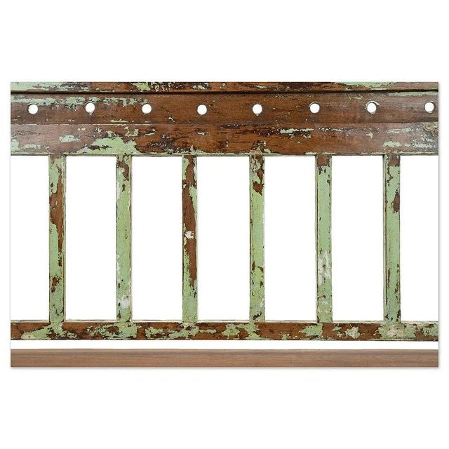 Vintage Brown Teak Bench For Sale - Image 4 of 7