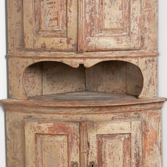19th Century Swedish Original Painted Pine Corner Cabinet For Sale - Image 6 of 14