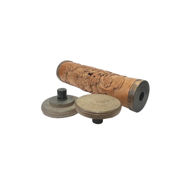 Auburn Vintage Chinese Bamboo People Scenery Carving Column Display Art For Sale - Image 8 of 9