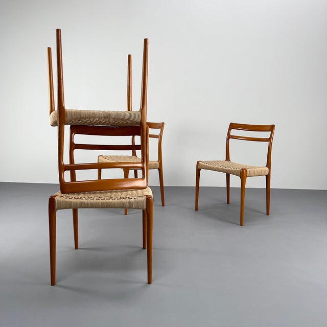 Danish Teak and Papercord Weave Chairs, 1960s, Set of 4 For Sale - Image 6 of 14