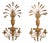 1990s Pair of Italian Gold Wheat Sheaf Candelabra Wall Sconces For Sale