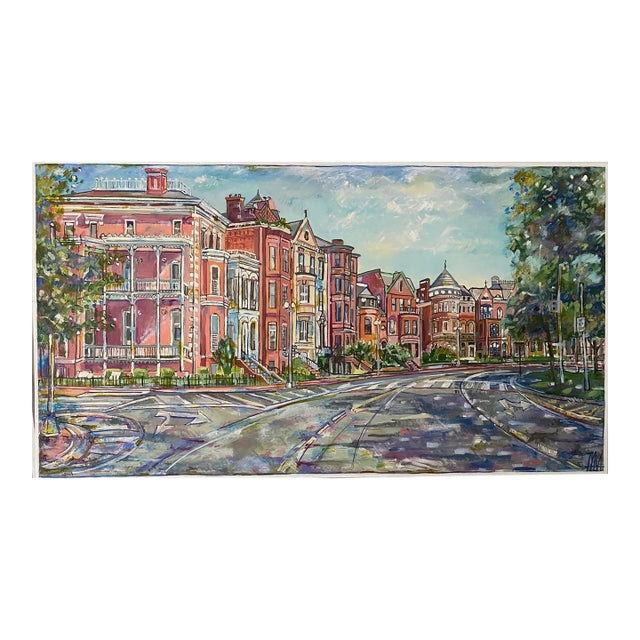 Tyka Original Modern Cityscape Painting "Logan Cir in DC" For Sale