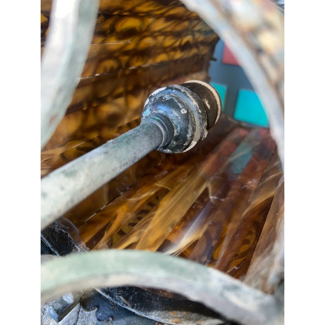 Metal Vintage 1920s Gothic/Spanish Revival Sconces With Original Stained Glass Inserts - A Pair For Sale - Image 7 of 12