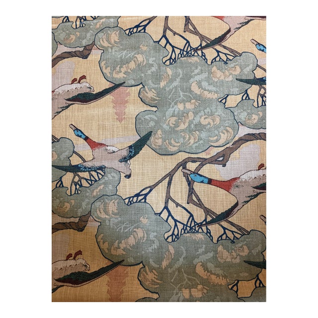 Flying Ducks Sand by Mulberry Designer Fabric 2 3/8 Yards For Sale