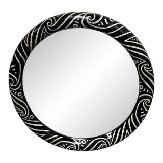 Monumental Round Mirror in the Style of Karl Springer For Sale