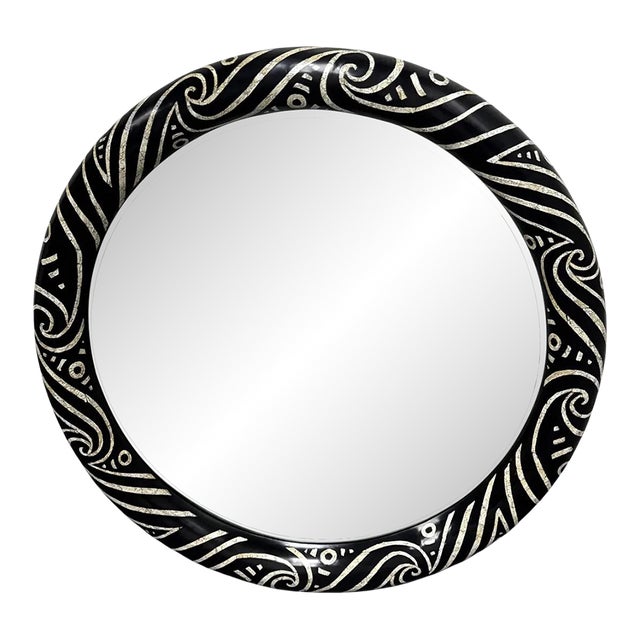 Monumental Round Mirror in the Style of Karl Springer For Sale