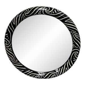 Monumental Round Mirror in the Style of Karl Springer