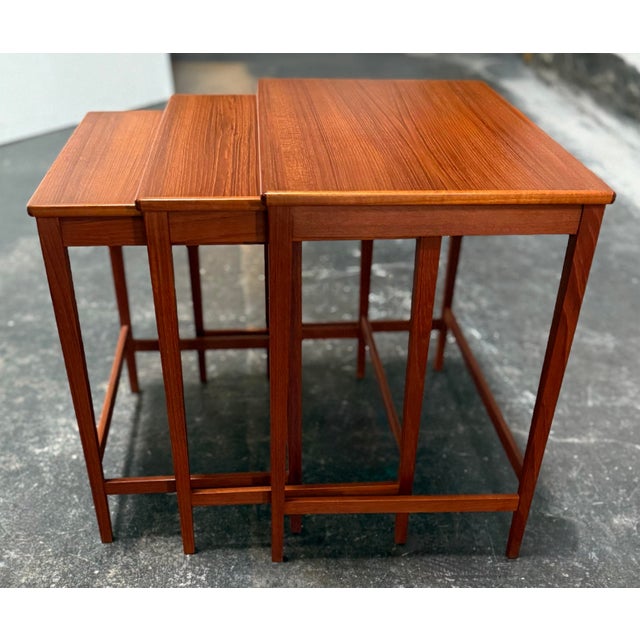 Mid 20th Century Set of Three Mid-Century Modern Teak Nesting Tables by Svante Skogh for Seffle, Sweden C. 1960s For Sale - Image 5 of 11