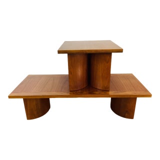 Vintage 1970s Danish Modern Curved Base Coffee Table & End Table Set by Kroehler For Sale