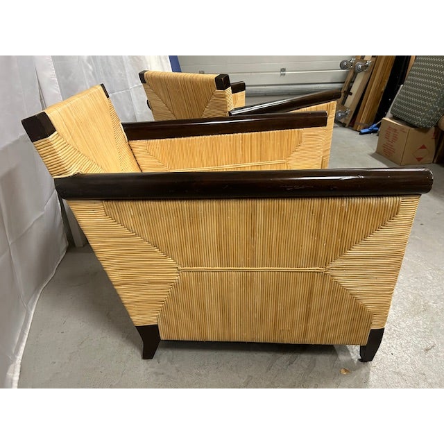 Vintage Wicker Cane Mahogany Merbau Chairs, a Pair For Sale In West Palm - Image 6 of 14