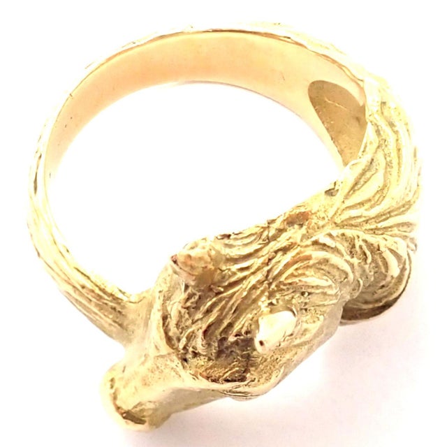 Metal Vintage Hermes 18K Yellow Gold Horse Band Ring, size 4.75 For Sale - Image 7 of 10
