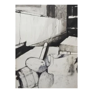 Abstract Black & White Ink Wash Drawing