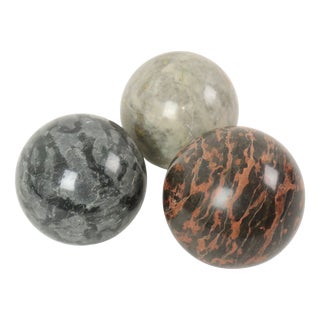 Large Polished Marble Spheres, 1980s, Set of 3 For Sale
