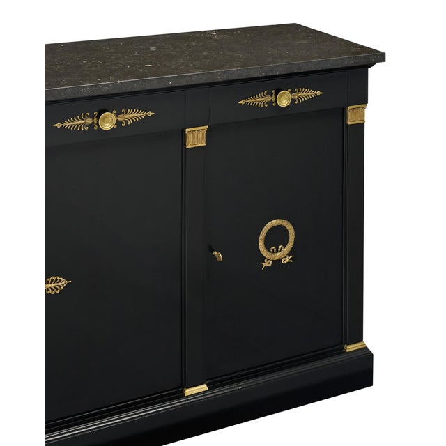 Wood Impressive, Ebonized Empire Buffet, Marble, Bronze, France 1880s For Sale - Image 7 of 9