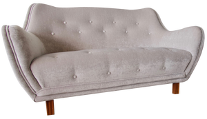 Grey Velvet Button Tufted Sofa by Levy Carlson's Mobelafarr, 1950s