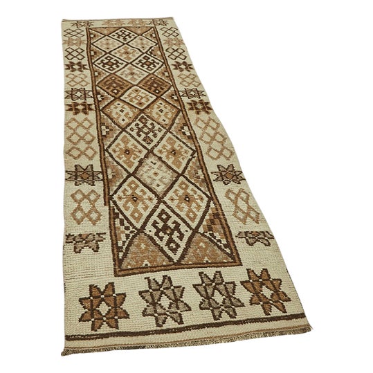 Beige Bohemian Runner Rug For Sale