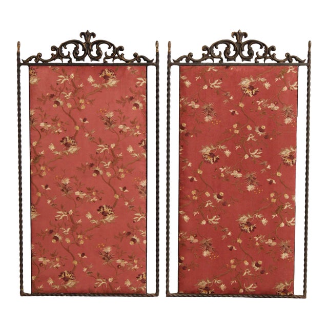 Antique Embroidery & Wrought Iron Decorative Wall Panels For Sale